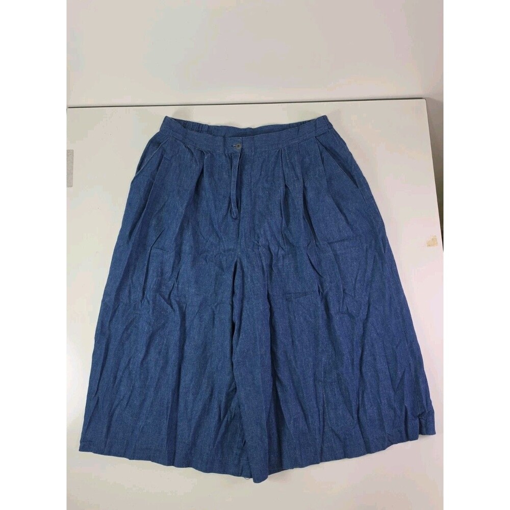 Vtg 80s 90s Leslie Fay Sportswear Denim Culottes Wide Leg Pleated Pants 20W